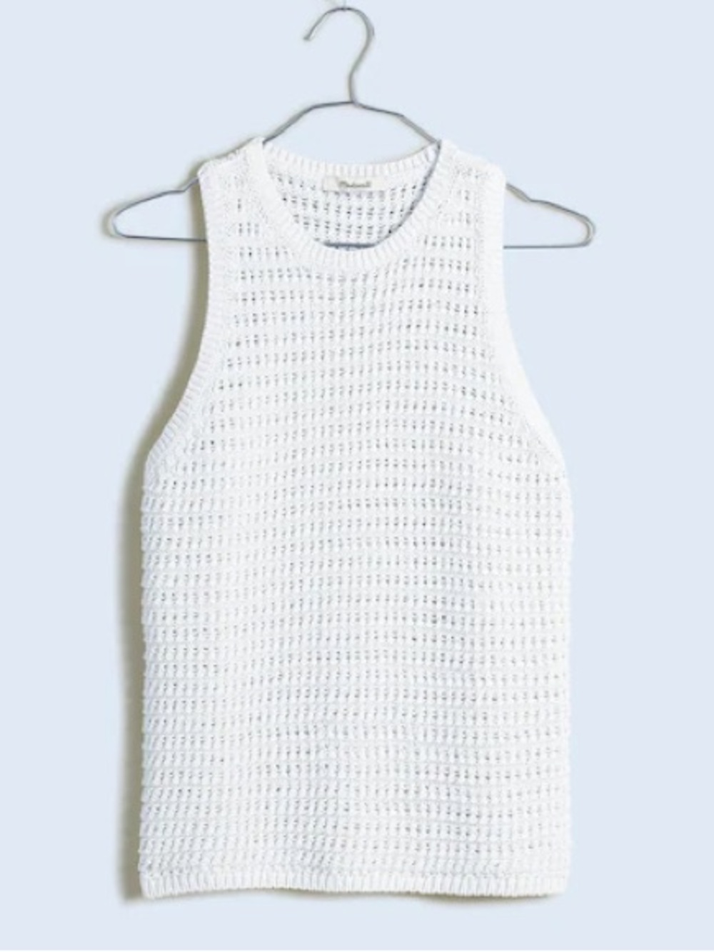 NWT MADEWELL Women’s Crochet-Knit Crewneck Sweater Tank Bright Ivory Small NO992